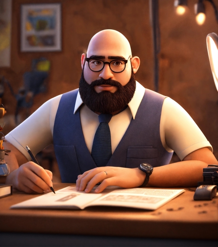 Glasses, Hairstyle, Vision Care, Beard, Table, Human