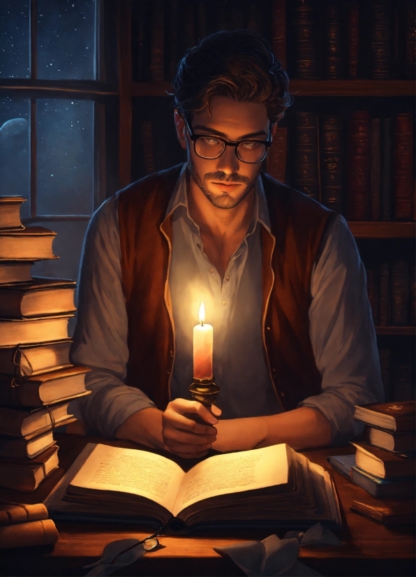 Glasses, Hand, Candle, Book, Vision Care, Wax