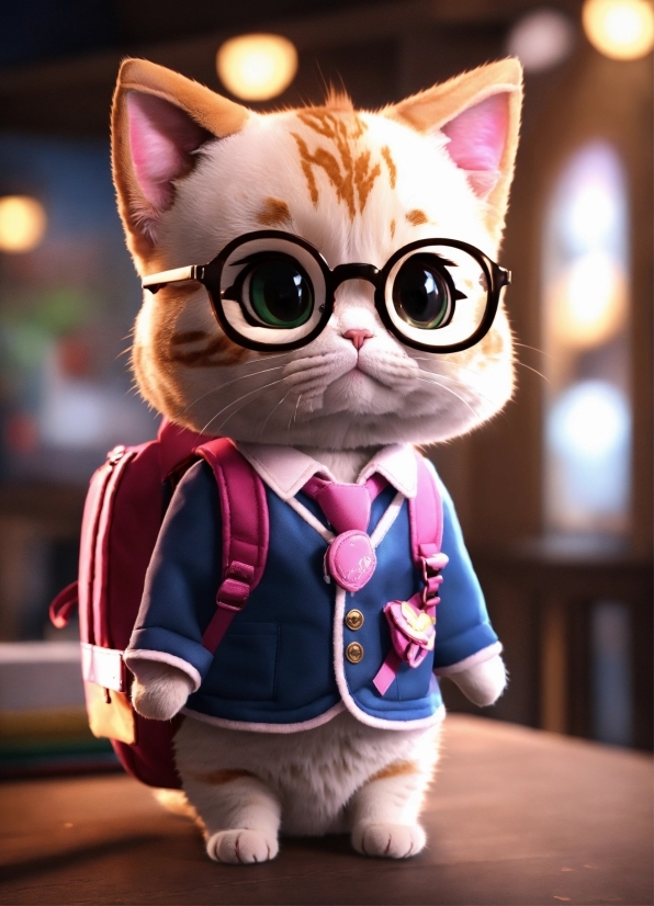 Glasses, Toy, Felidae, Cat, Small To Mediumsized Cats, Pink