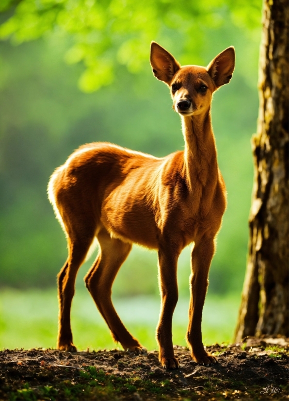 Grass, Terrestrial Animal, Fawn, Natural Landscape, Snout, Tail