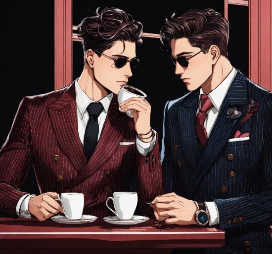 Group Of Seven Prints, Tableware, Vision Care, Tie, Gesture, Coffee Cup