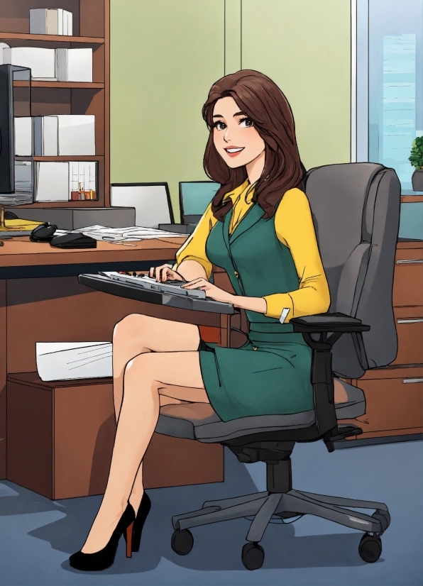 Hair, Leg, Office Chair, Personal Computer, Typing, Computer Keyboard