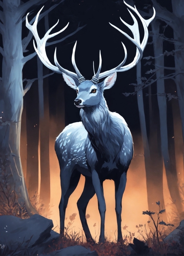 Head, Elk, Light, Barren Ground Caribou, Deer, Branch