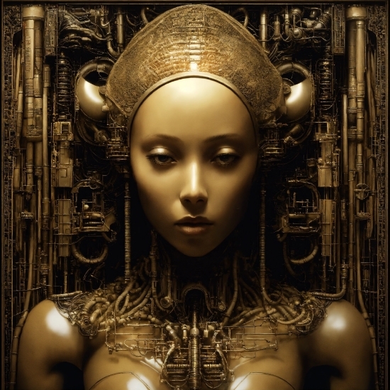 Head, Eye, Gold, Temple, Art, Symmetry