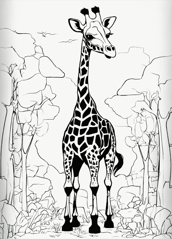 Head, Giraffe, Giraffidae, Plant, Vertebrate, White