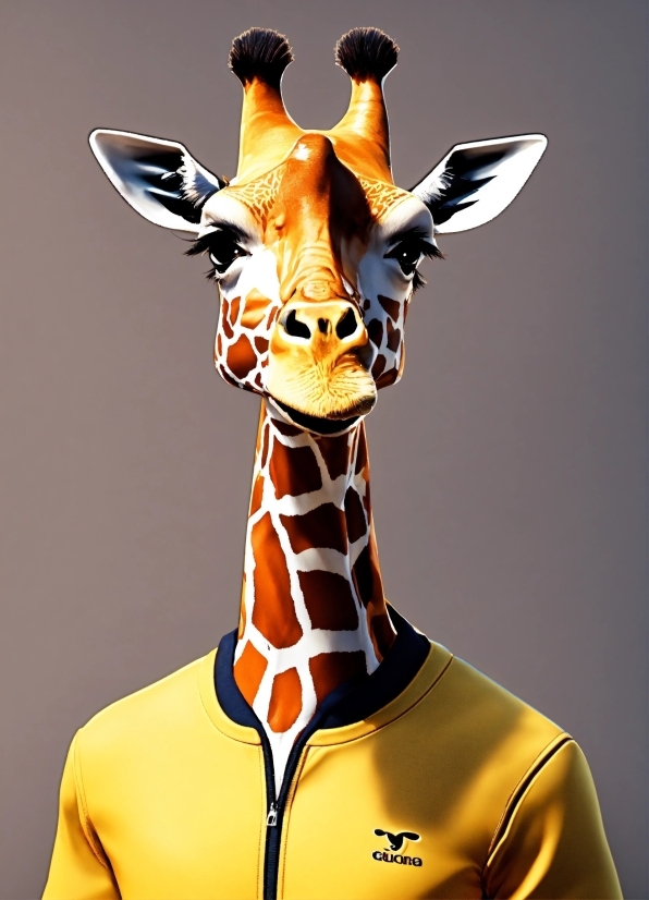 Head, Giraffe, Giraffidae, White, Neck, Sleeve