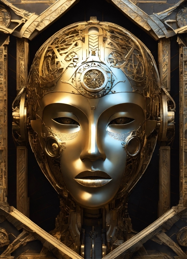 Head, Gold, Sculpture, Wood, Art, Artifact