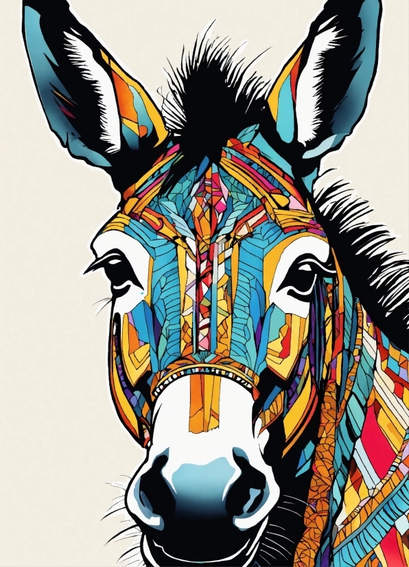 Head, Horse, Working Animal, Art, Font, Snout