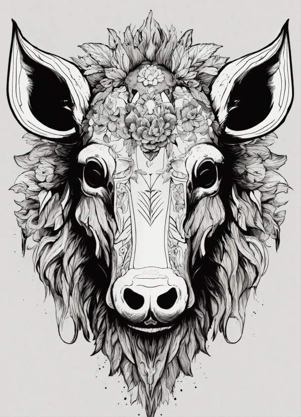 Head, Mammal, Font, Art, Working Animal, Illustration