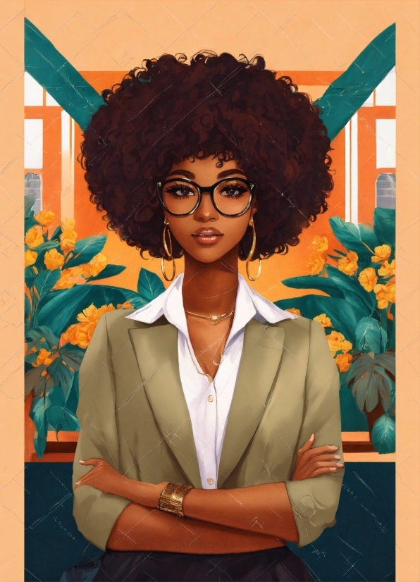 Hokusai Poster, Hairstyle, Jheri Curl, Sleeve, Ringlet, Afro