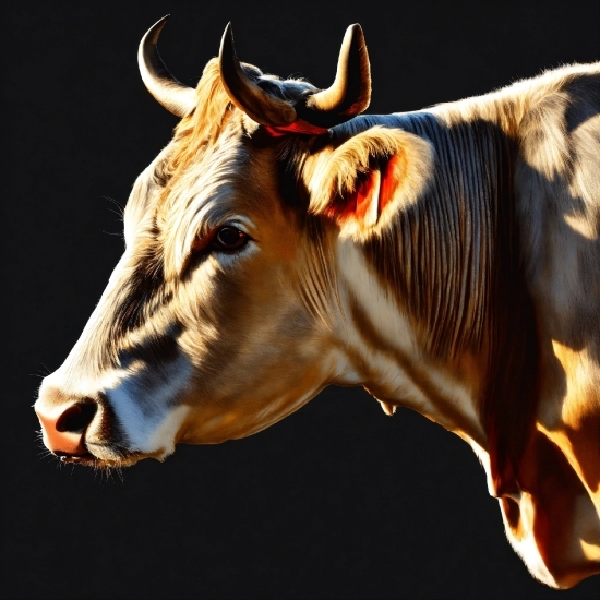 Horn, Terrestrial Animal, Snout, Livestock, Ox, Closeup