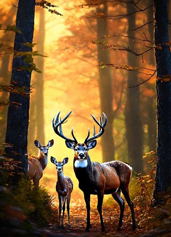 Light, Elk, Natural Environment, Branch, Tree, Deer