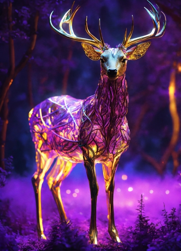 Light, Purple, Nature, Elk, Deer, Plant