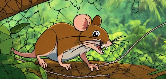 Meadow Jumping Mouse, Cartoon, Vertebrate, Leaf, Rodent, Organism
