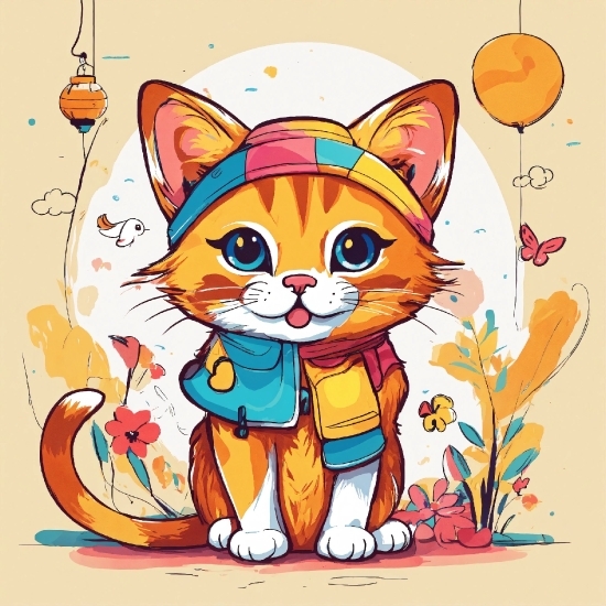 Movavi Photo Editor, Cat, Cartoon, Vertebrate, Felidae, Orange