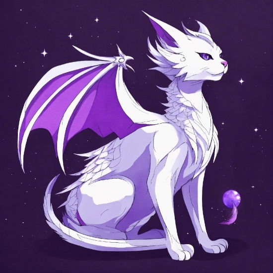 Mythical Creature, Cartoon, Purple, Violet, Art, Tail