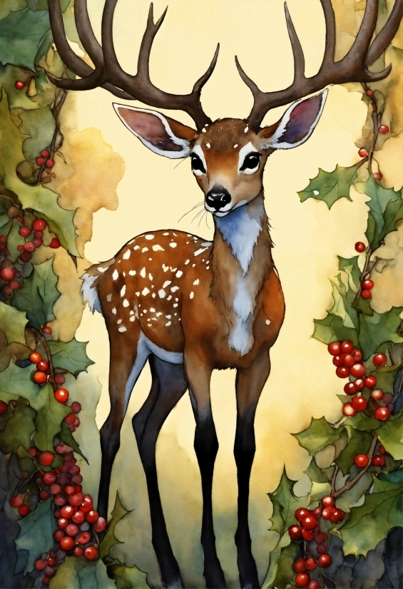 Nature, Botany, Deer, Organism, Painting, Paint