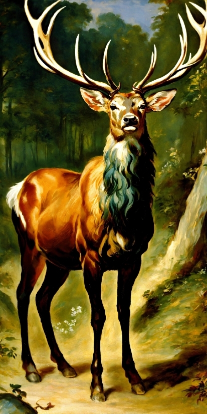 Nature, Organism, Sleeve, Deer, Fawn, Painting
