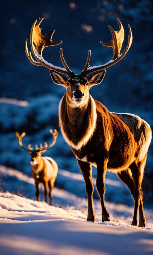 Nature, Snow, Organism, Deer, Fawn, Terrestrial Animal