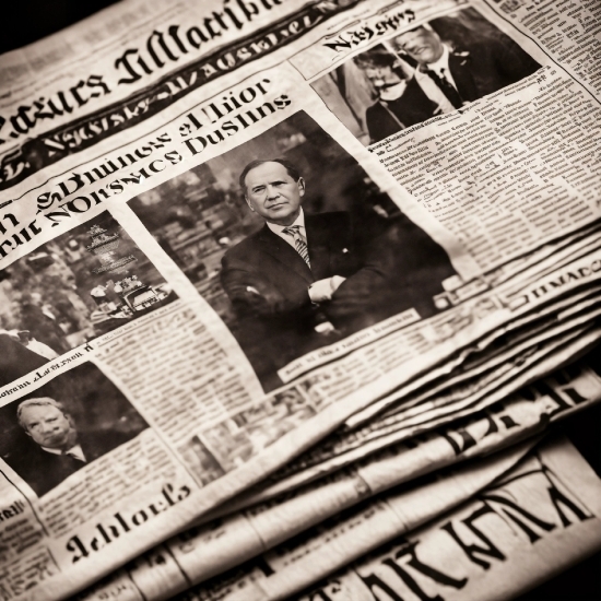 Newspaper, Photograph, White, Black, Publication, News