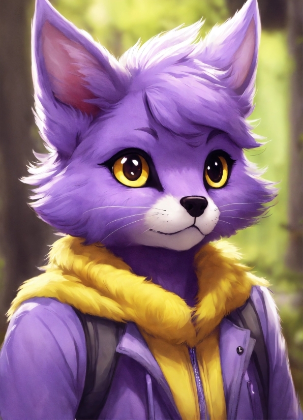 Outerwear, Purple, Ear, Whiskers, Violet, Fawn