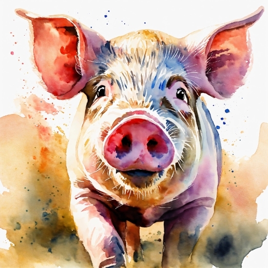 Paint, Art, Painting, Saving, Domestic Pig, Snout