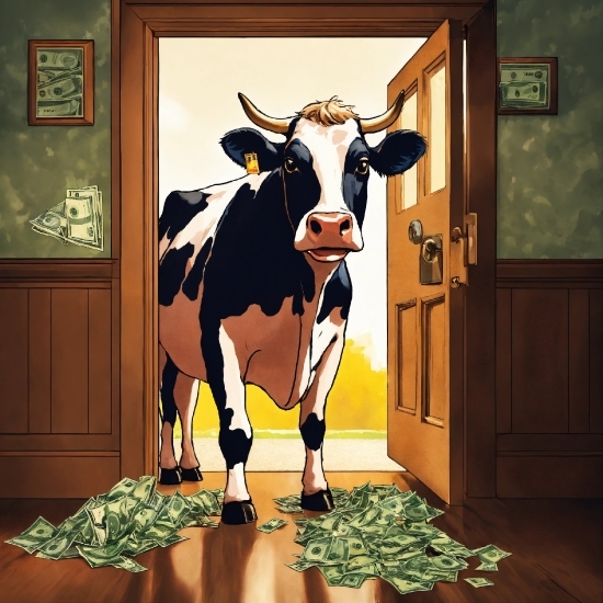 Paint, Cartoon, Fawn, Working Animal, Art, Dairy Cow