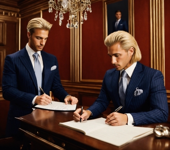 Paul Fuentes Art, Table, Furniture, Tie, Gesture, Suit