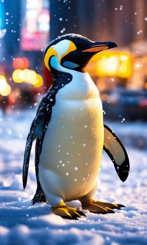 Penguin, Bird, Photograph, Emperor Penguin, Light, Snow