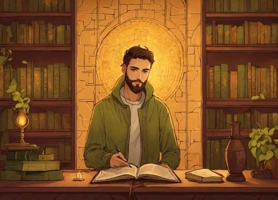 Photo Sajane Wala, Shelf, Bookcase, Beard, Book, Window