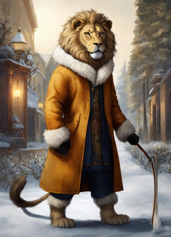 Photograph, Fur Clothing, Snow, Big Cats, Felidae, Lion