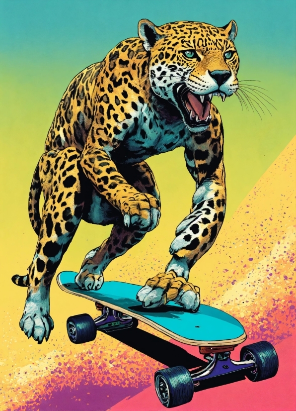 Photograph, Vertebrate, Skateboard Truck, Felidae, Leopard, Carnivore