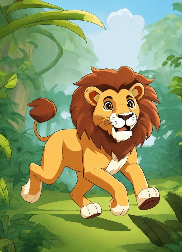 Plant, Cartoon, Natural Environment, People In Nature, Lion, Carnivore