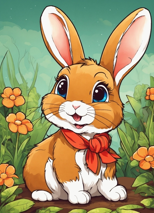 Plant, Cartoon, Rabbit, Organism, Grass, Rabbits And Hares