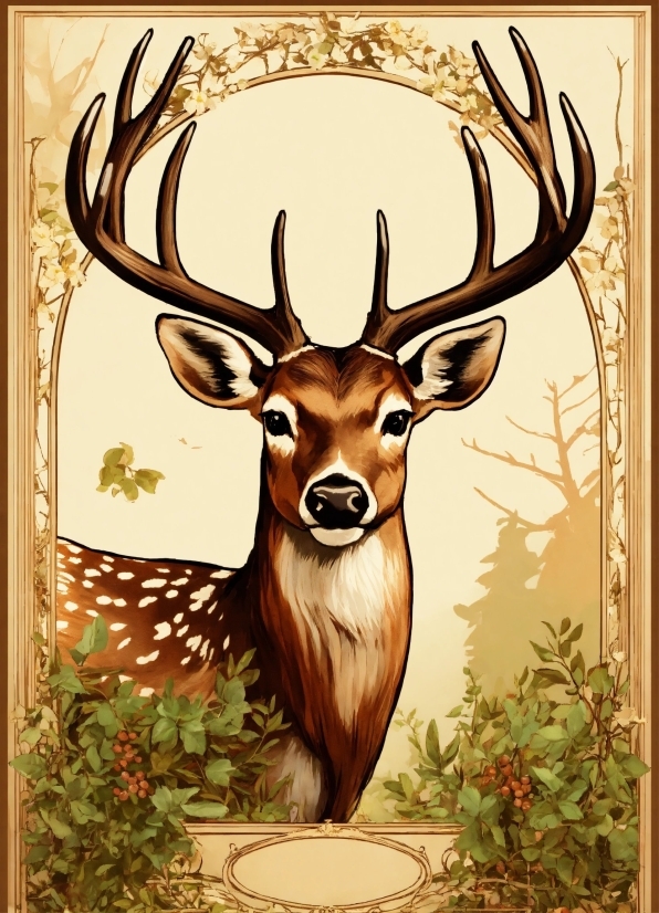 Plant, Deer, Natural Material, Fawn, Elk, Terrestrial Animal