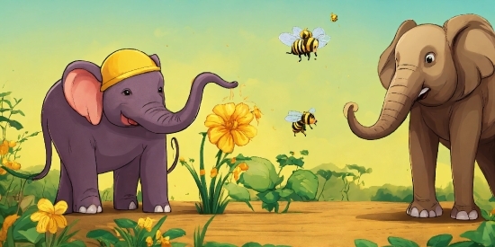 Plant, Elephant, Cartoon, Ecoregion, Vertebrate, Nature