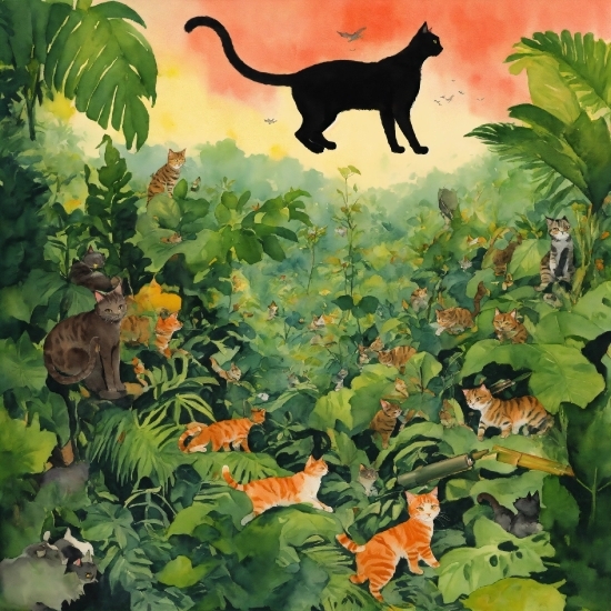 Plant, Green, Leaf, Carnivore, Cat, Felidae