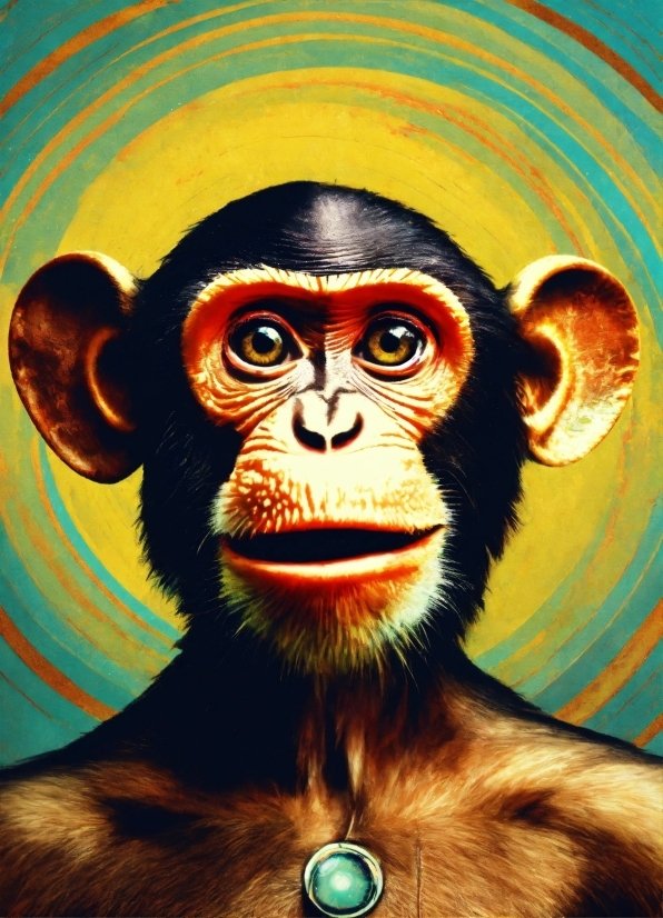 Primate, Art, Painting, Terrestrial Animal, Snout, Common Chimpanzee