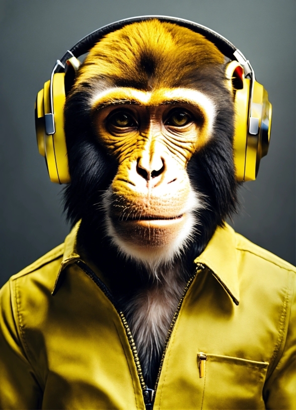 Primate, Jaw, Yellow, Terrestrial Animal, Snout, Sleeve