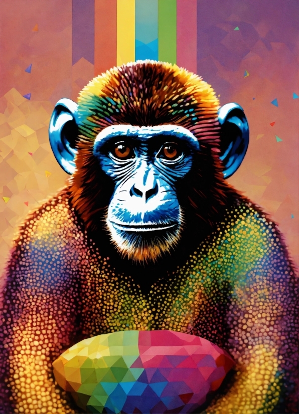 Primate, Organism, Art, Terrestrial Animal, Snout, Painting