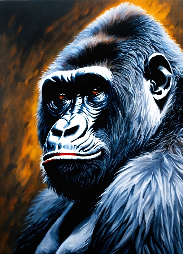 Primate, Organism, Terrestrial Animal, Painting, Art, Snout