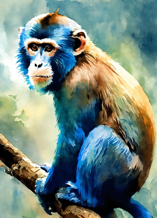 Primate, Organism, Terrestrial Animal, Snout, Electric Blue, Wildlife