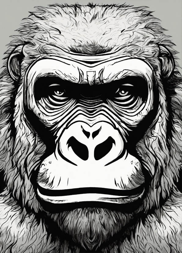 Primate, Vertebrate, Mammal, Art, Painting, Wrinkle