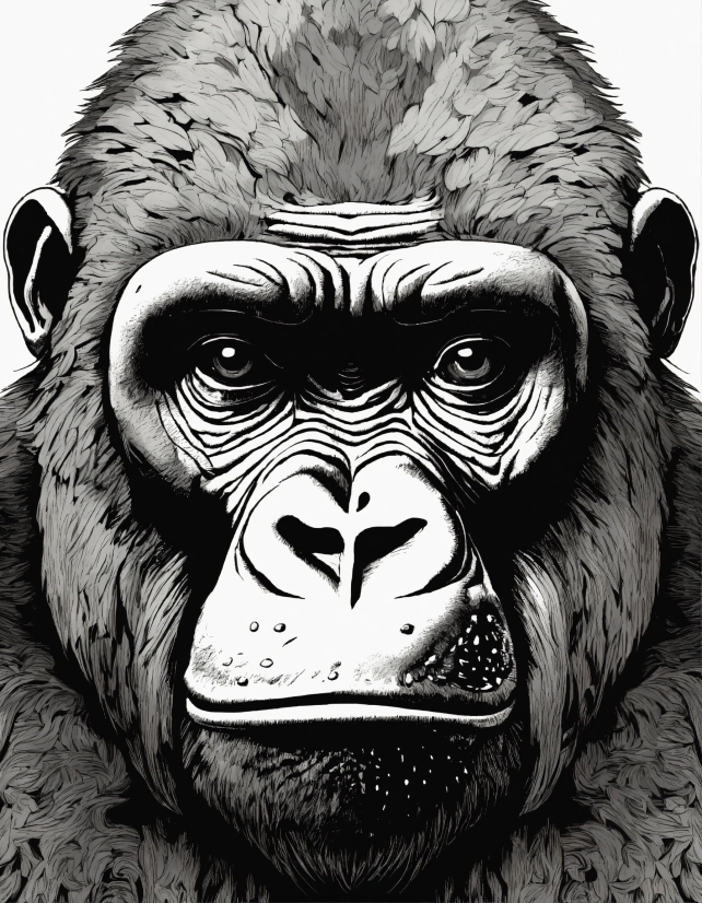 Primate, White, Black, Wrinkle, Snout, Terrestrial Animal