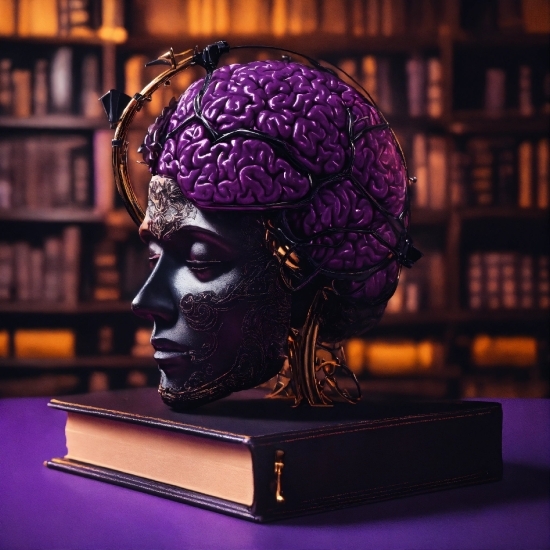Purple, Bookcase, Shelf, Sculpture, Art, Statue