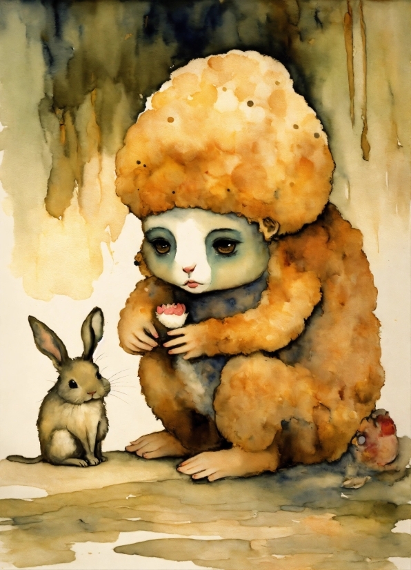 Rabbit, Art, Cartoon, Fawn, Hare, Painting