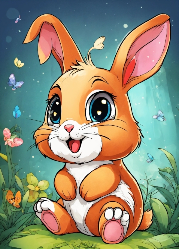 Rabbit, Cartoon, Vertebrate, Plant, Nature, Natural Environment