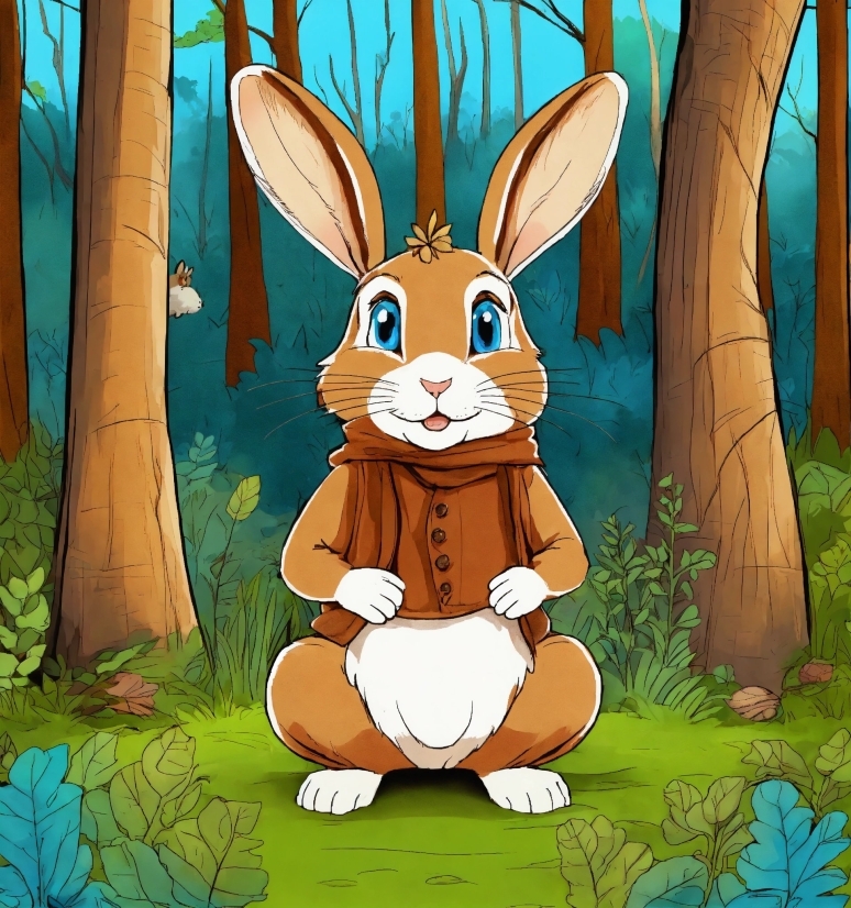Rabbit, Facial Expression, Cartoon, Organism, Ear, Plant