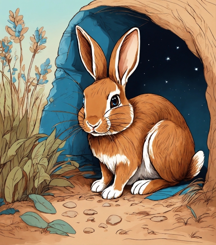 Rabbit, Natural Environment, Plant, Organism, Rabbits And Hares, Cartoon