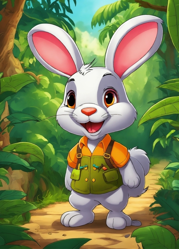 Rabbit, Nature, Green, Cartoon, Organism, Rabbits And Hares